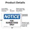Signmission For Human Food Only, 14 in W x Rectangle, Plastic OS-2PACK-NS-P-1014-L-12851 - alternate 3